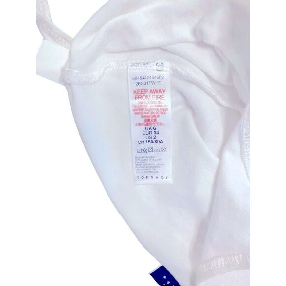Topshop  White Crop Top Petite Size 2 NWT - Picture 4 of 4